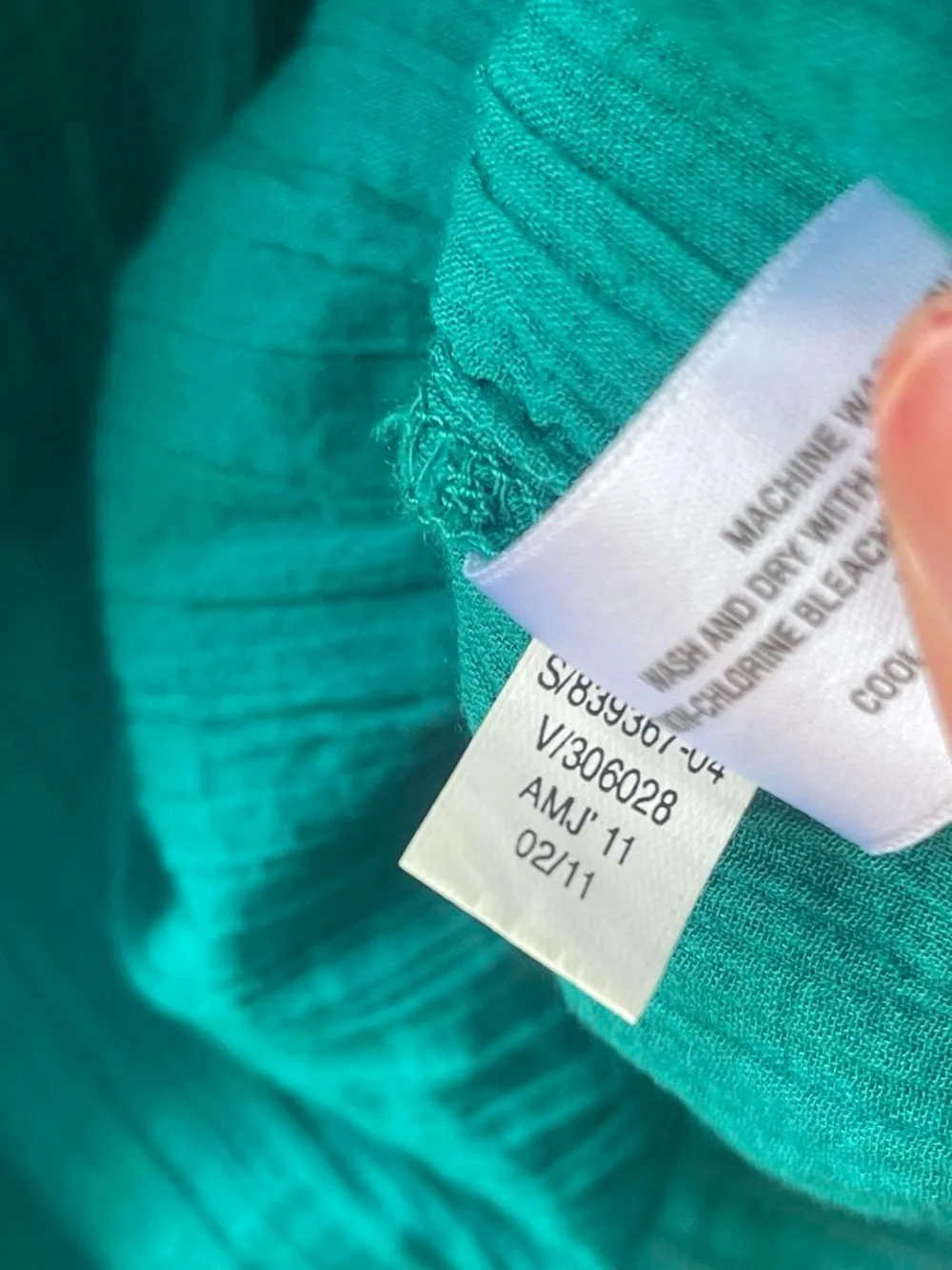 Old Navy 2011 Teal Cottagecore Y2k Gauzy Cotton Embroidered Blouse Sz M